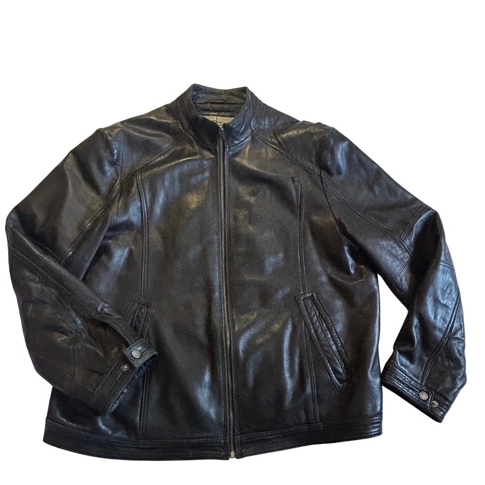Boston Harbour Men’s Black Lamb Leather Jacket XL Zip Quilted Lined